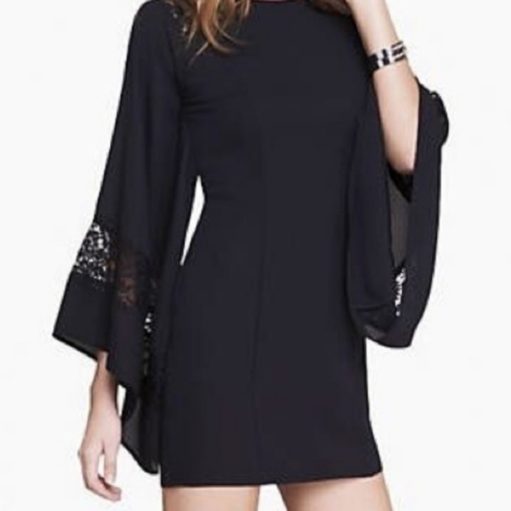 Express Bell Sleeve Black Dress